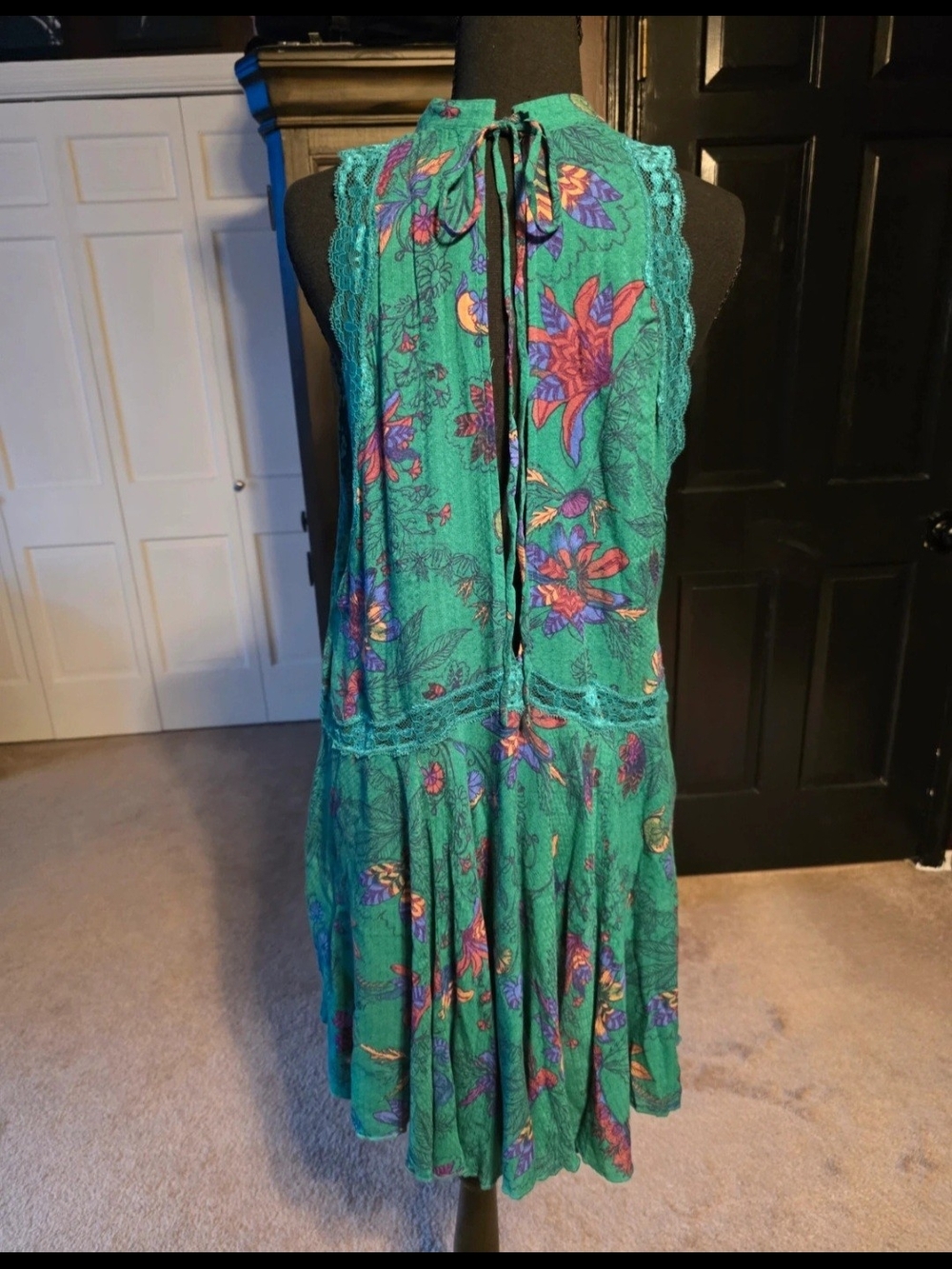 Free People Teal and Purple Floral Scarf Top - Picture 3 of 5